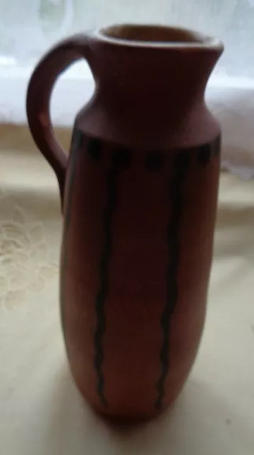 alte braune Keramikvase Tonvase Krug Vase Ø oben 4 cm Höhe 9 cm Handarbeit