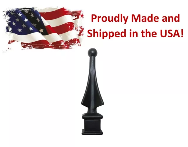 Black Plastic 1/2", 5/8", or 3/4" Four-Sided Spire Wing Tip Finial Fence Topper