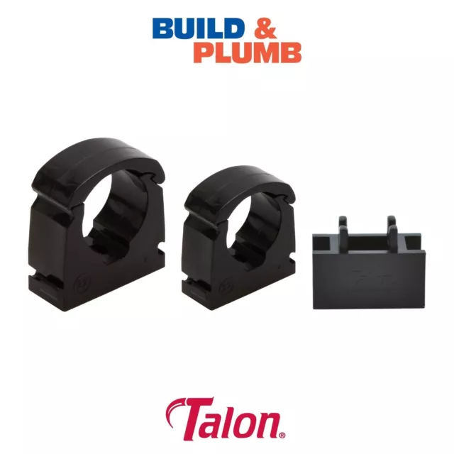 Single Hinged Pipe Clip Talon Interlocking | UK Manufactured | Black | 15mm 22mm