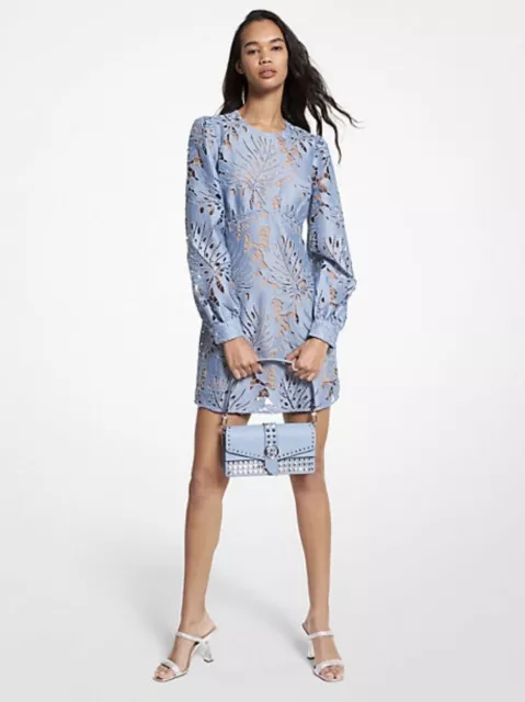 Michael Kors Chambray Palm Guipure Lace Mini Dress Limited Edition SZ 12