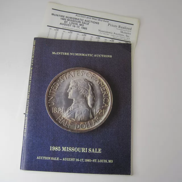 McIntire Numismatic Coin Auction Catalog August 1985 Missouri Sale with results