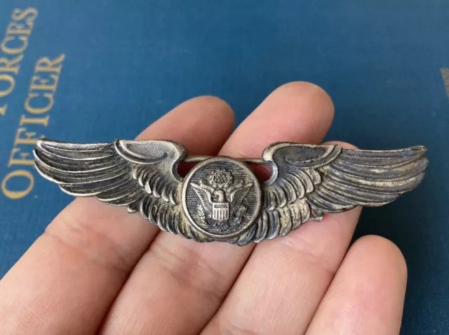 Full Size WW2 Army Air Corps Flight Crew Sterling Wings Badge Pin Medal WWII US