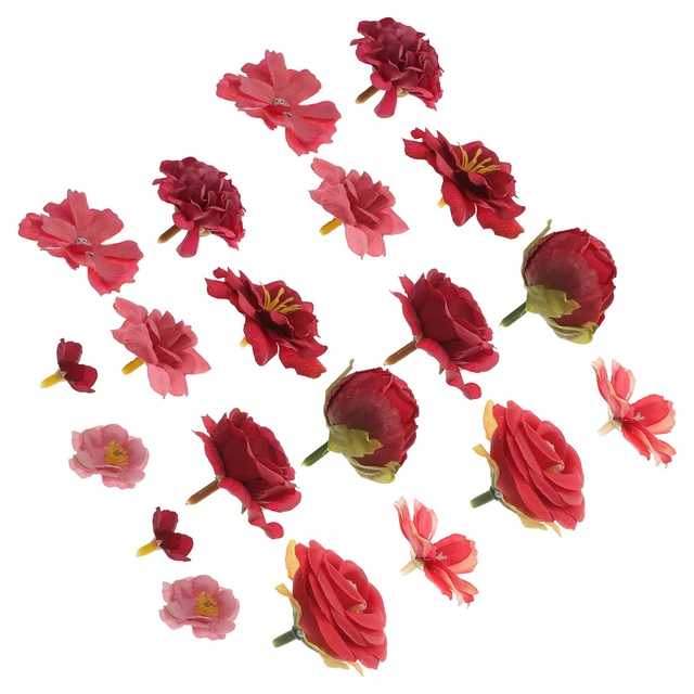 24 pz testa di fiore artificiale realistica finta fai da te artificiale