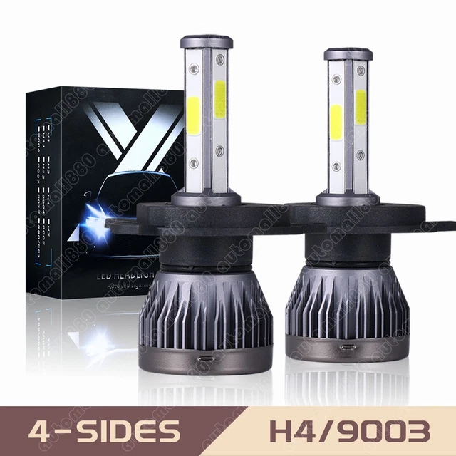 BSTAUGTO 4-Sided H4 9003 HB2 LED Headlights Bulbs Kit High Low Beam 6000K White