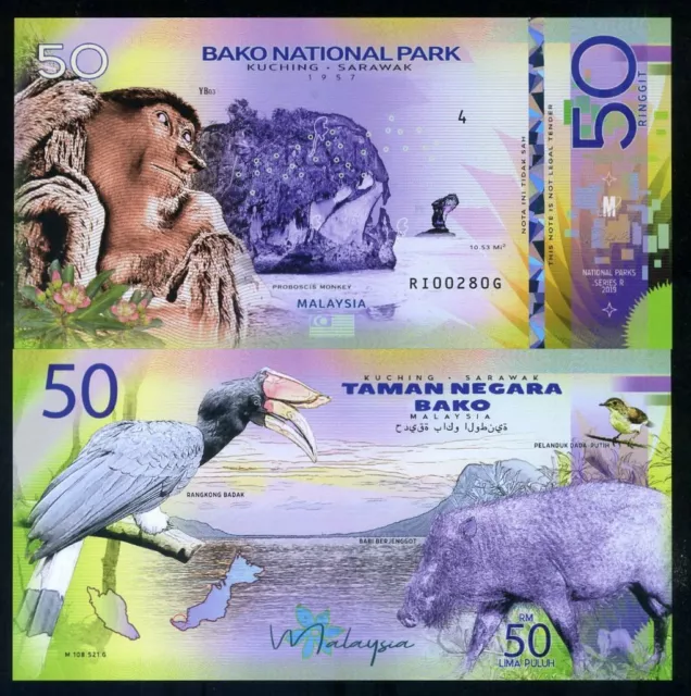 Malaysia, Bako National Park, Sarawak, 50 Ringgit, Private Issue Polymer, 2019