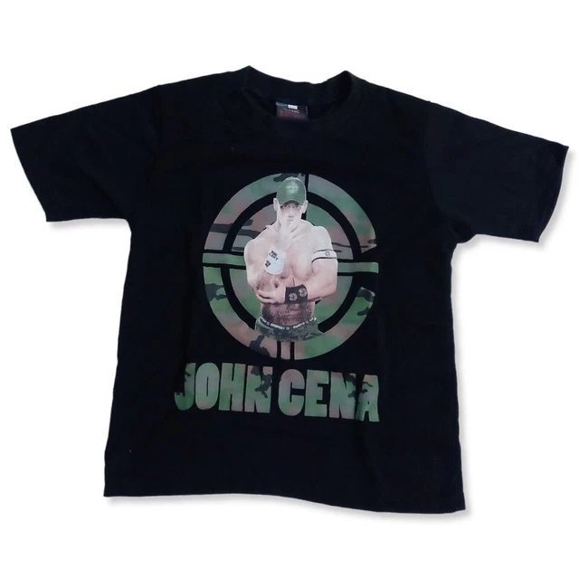 Maglietta vintage John Cena Ragazzi 4 mimetica nera mimetica wrestling WWF...