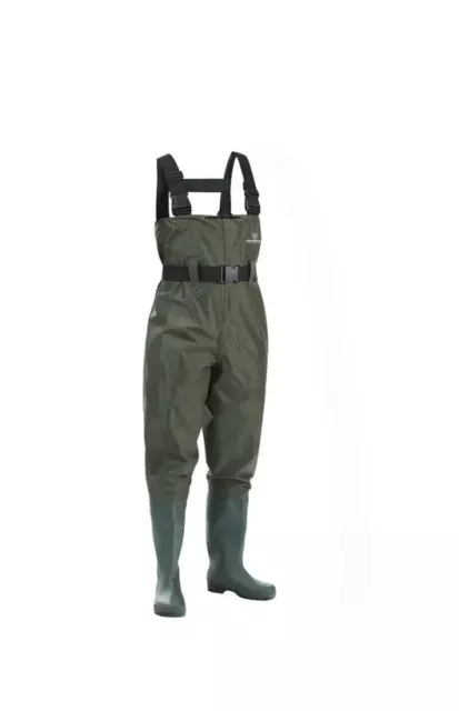 Waterproof 2-Ply PVC Fishing Waders Nylon Chest Bootfoot Wader for Fishing  US 13