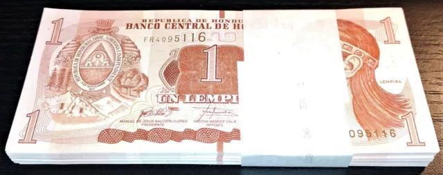 Honduras 1 Lempira 2016 Unc Bundle (100 Pcs) Fast Free Shipping Usa Seller Lqqk