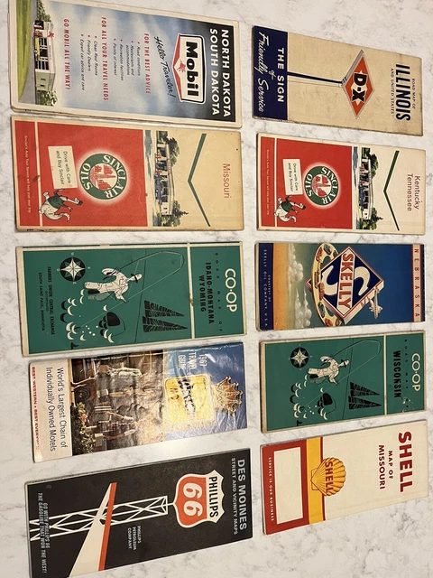 Lot of 15 Vintage Gas Station Road Maps