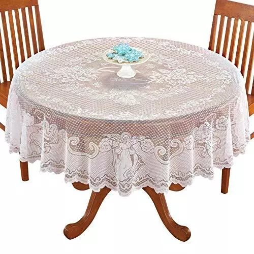 Christmas Tablecloth White Angel Lace Banquet Round Tablecloths For Holiday Fest