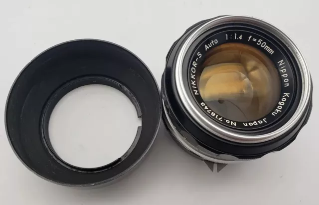 Nikon Nikkor-S.C Auto f/1.4 50mm MF Non-AI Lens w/ Cap, Hood