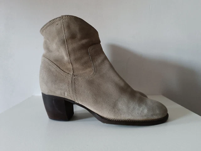 XSA Bottines Cuir Talon Hiver Taupe Beige Marron Gris Pointure 39.5 Made Italy