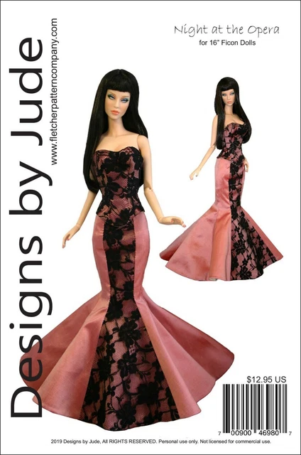 Opera Skirt & Bustier Doll Clothes Sewing Pattern for 16" Ficon Doll