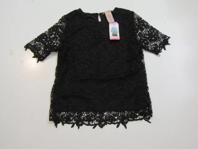 PHILOSOPHY Womens Shirt Blouse Black Lace Top Size S Small NWT