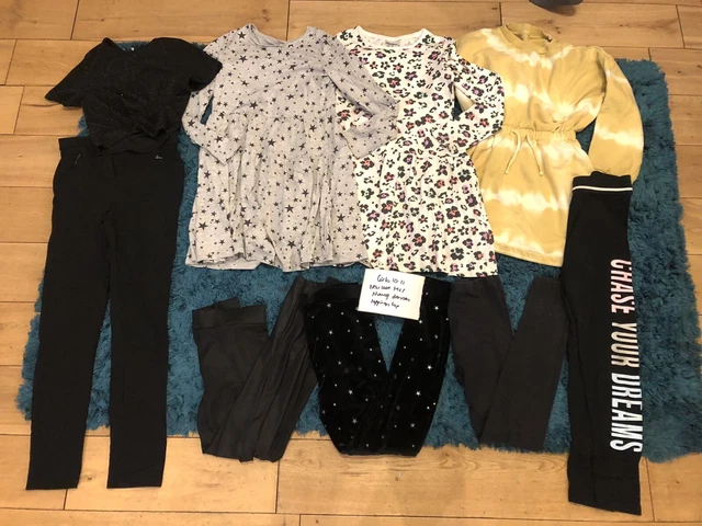 Girls age 10-11 years clothes bundle New Look M&S nutmeg dresses leggings tops