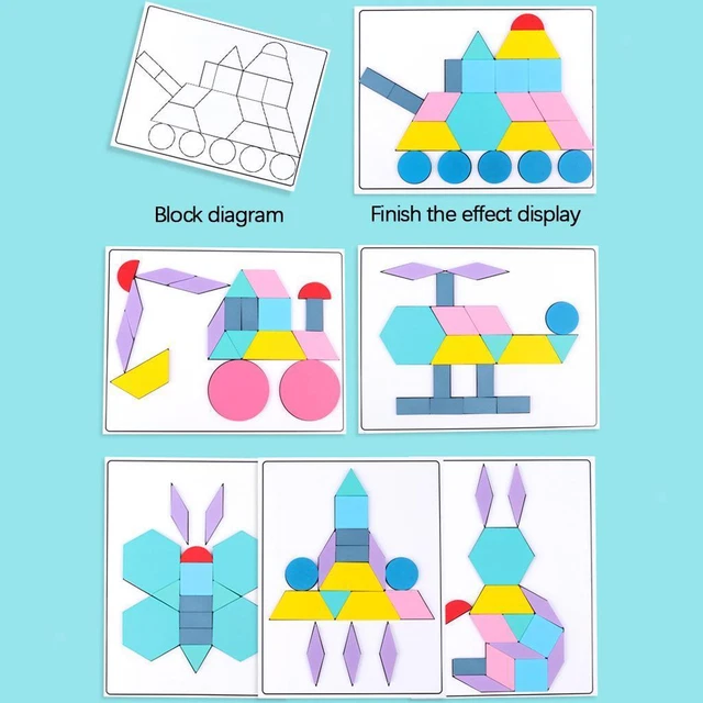 Dolity Wooden Tangram Puzzle Geometric Shapes Puzzles Block Game Age 3+ Years