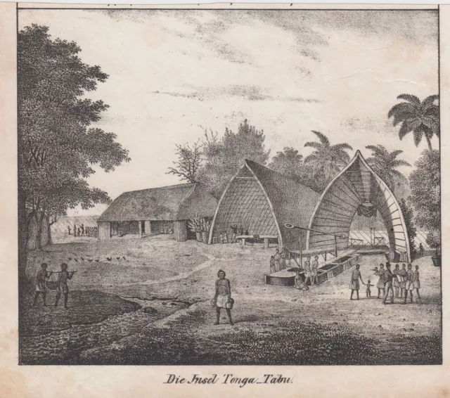 Tongainseln Tonga Tabu Original Litografía Völkergalerie 1840