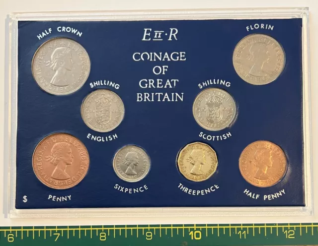 1964 Set of 8 coins in a Royal Mint Folder with COINAGE OF GB 60th Birthday