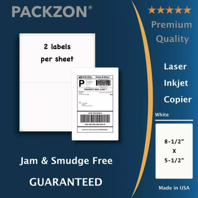 200 Half Sheet Self Adhesive Shipping Labels for Laser & Inkjet Printers