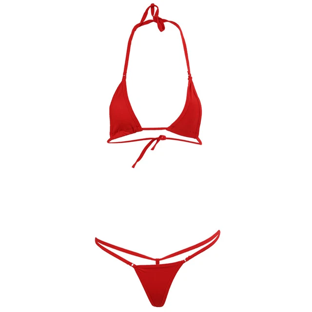 Set perizoma donna costume da bagno bikini top costume da bagno carino rosso S9W4