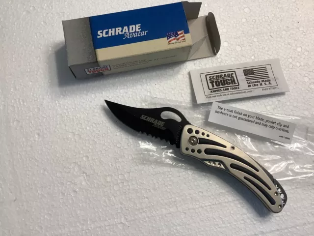 Schrade USA AVATAR AV77 Single Lockback Black Blade. (NOS) New in box