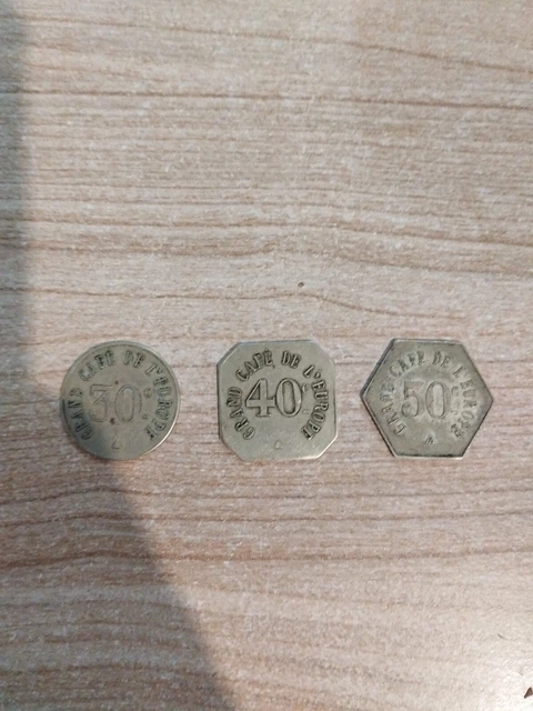 Lot De 5 Jetons Anciens Différents, Aluminium, époque XXe, Monnaie De Nécessité