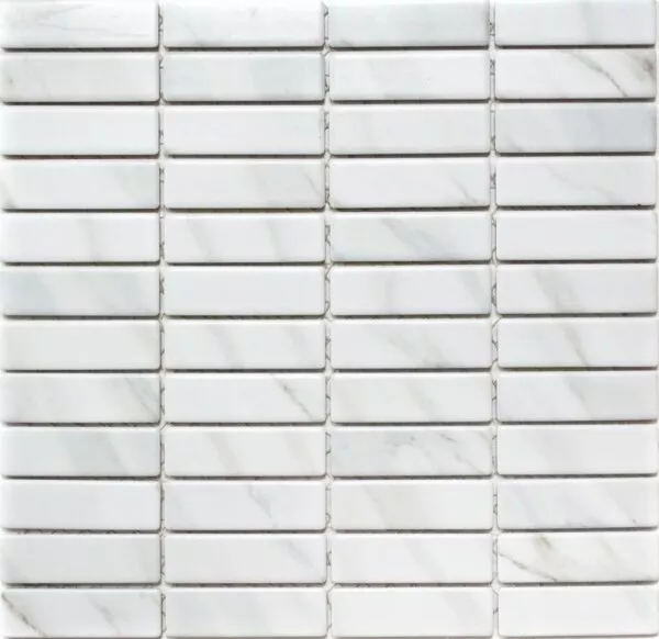 Mosaico Piastrella Ceramica Bacchette Sguardo Pietra Bianco Specchio Cucina