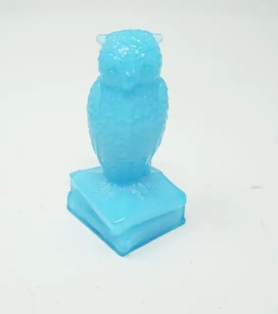 Vintage Degenhart Glass Blue Wise Ole Owl On Books Figurine Paperweight #382