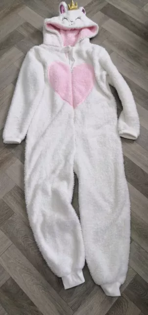 Primark Girls white All In One Sleepsuit Pyjamas Childrens Kids 12-13