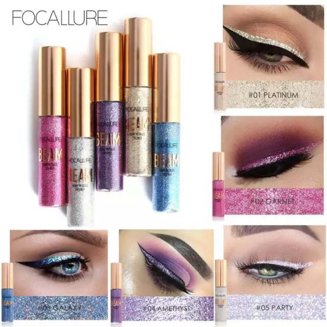 Focallure Waterproof Liquid Glitter Eyeliner Metallic Party Make Up 8g UK