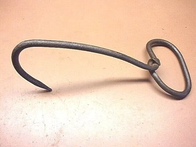 Antique Primitive Iron Hay Bale Hook 11 1/2" Long Hand Forged Rustic Farm Tool