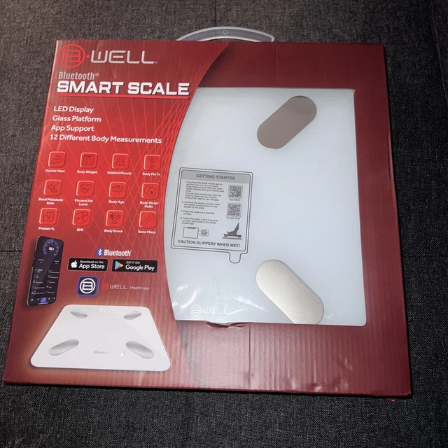 B Well Bluetooth Escala de peso inteligente escala LED pantalla plataforma de vidrio (DE)