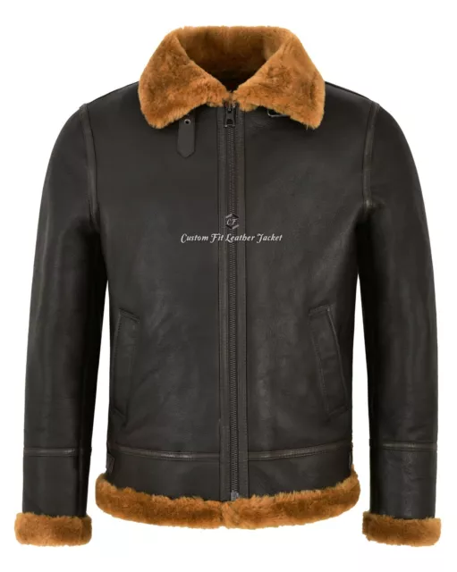 Men's B3 Jacket Brown Ginger fur Bomber Sheepskin Shearling Real Leather Jacket