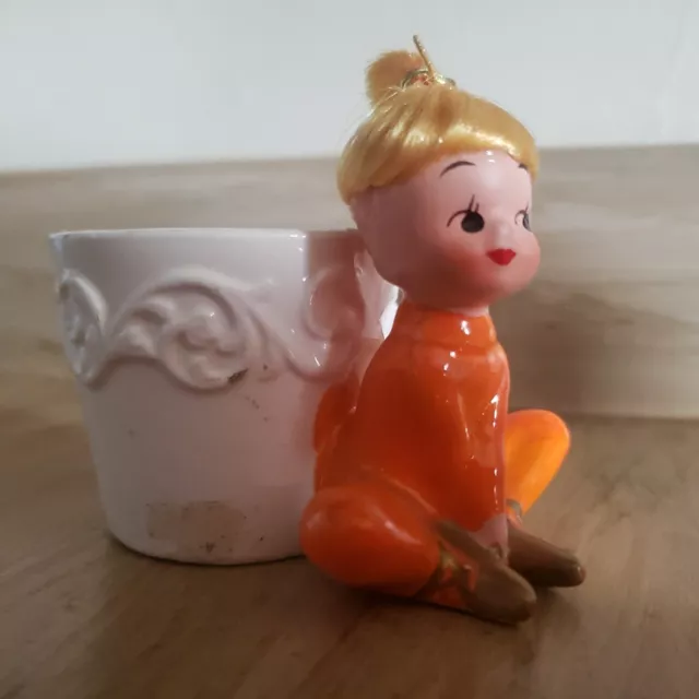 Vintage Napcoware Adorable Pixie Elf Girl Magnetic Bobby Pin Cup Holder C7070