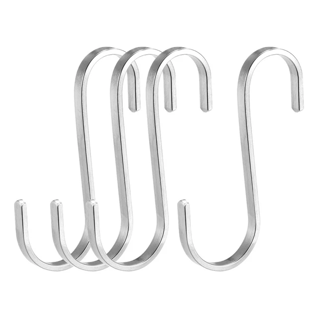 Stainless Steel S Hooks 3.15" Flat S Shaped Hangers Multiple Uses 4pcs