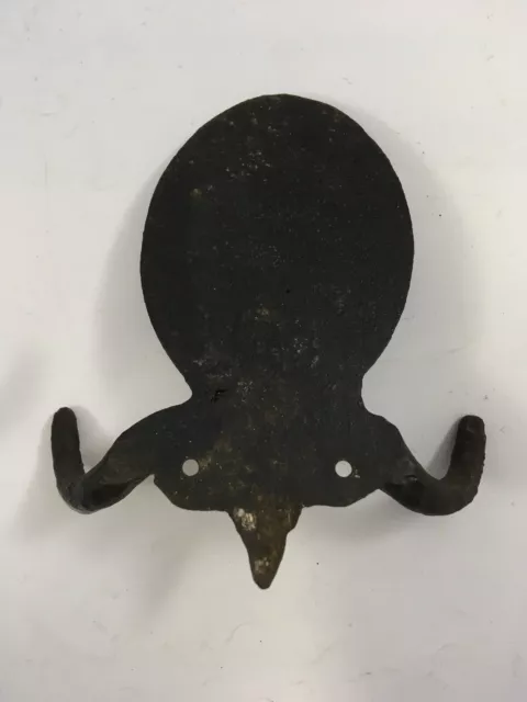 Cast Iron Wall Coat Hooks Top Hat Man Blowing Horn Figure Vintage Set of 2 7