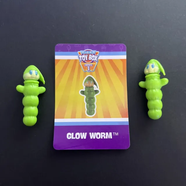 Worlds Smallest Micro Toy Box Series 1 Glo Worm Glow X 2 & Sticker