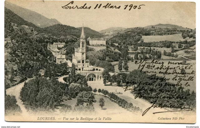 CPA-Carte postale- France  - Lourdes - Vue sur la Basilique et la Vallée - 1905