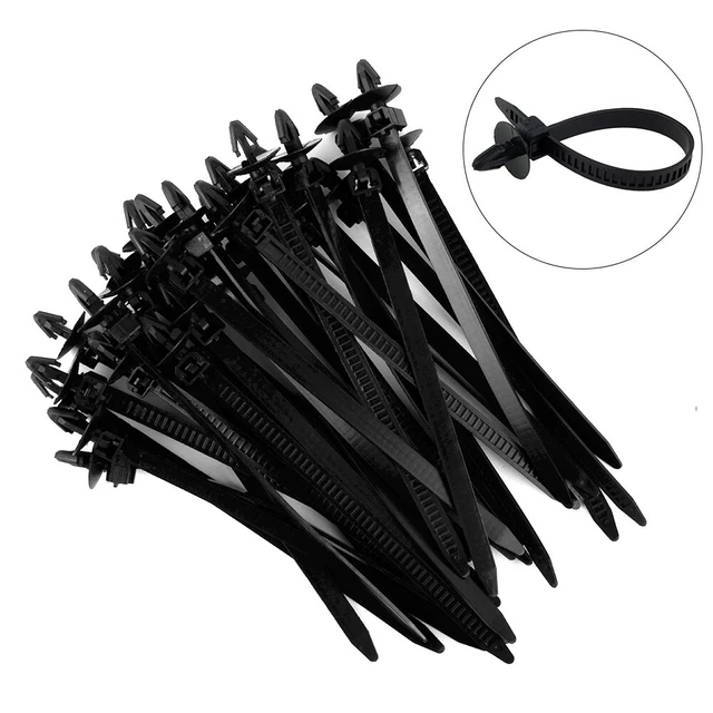 30x schwarze Kabelbinder für Auto Auto Draht Halter Clip Klemme 140 mm Länge