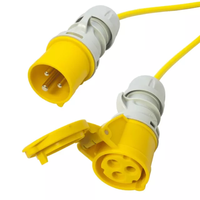 110v 16 amp Arctic Yellow Extension Cable. Site Hook Up Trailing Lead. 3x1.5mm,