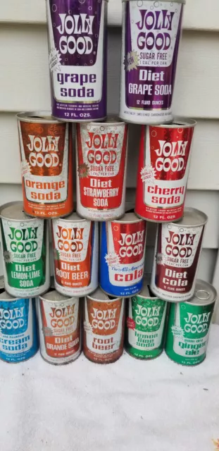 14  Diff Jolly Good Straight Steel  Soda Can Cans Empty Gar Fr