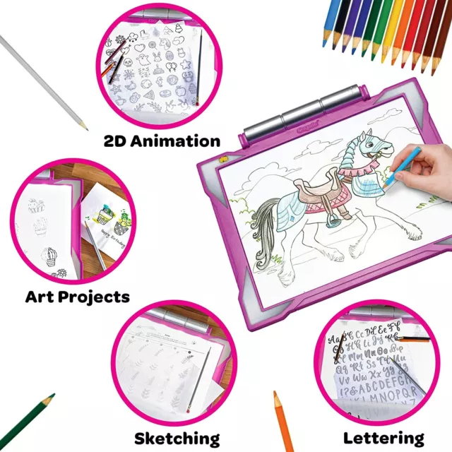 KIDS Light Up Tracing Pad Light Board,Drawing Pink,Girls Gifts
