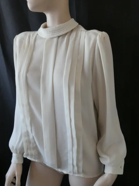 FABULOUS VINTAGE/VINTAGE 1960S style cream/ivory pleated blouse UK12 £ ...