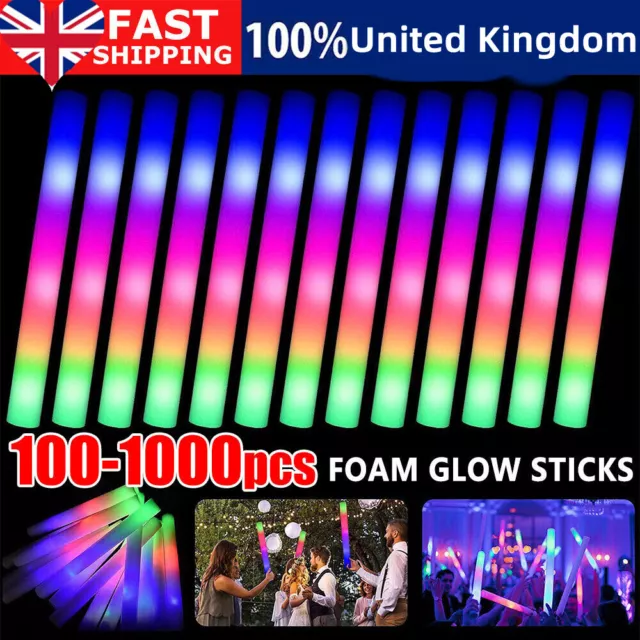 100-1000 Pcs LED Foam Sticks Glow Sticks 3-Flashings Rally Cheer Light-Up Rave