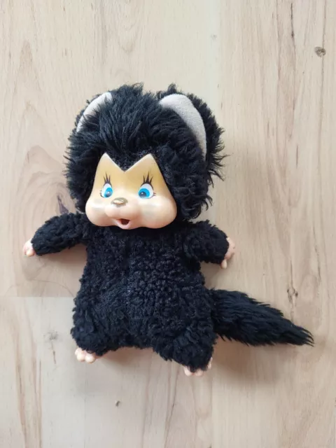 Vintage Monchhichi Kätzchen Nyamy 18cm Katze Monchichi Schwarz Puppe Washino