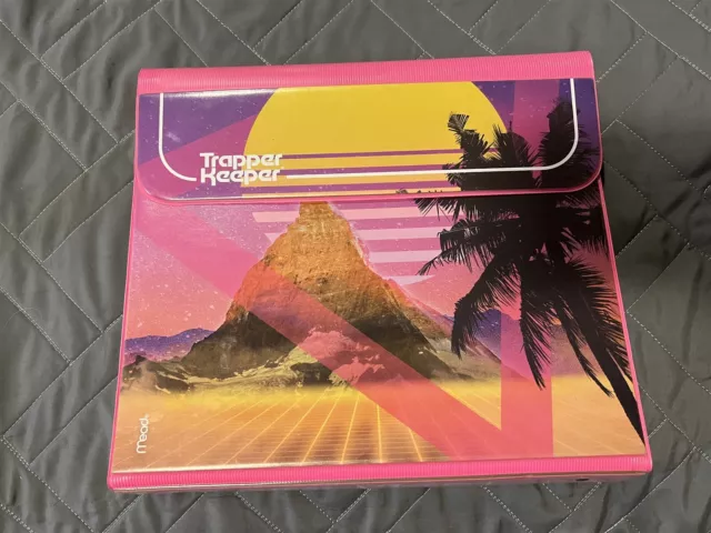 Mead The Original Trapper Keeper 80'S 1" Binder W/ 2 Folders Pink Purple Palm Mead The Original Trapper Keeper 80'S 1" Binder W/ 2 Folders Pink Purple Palm