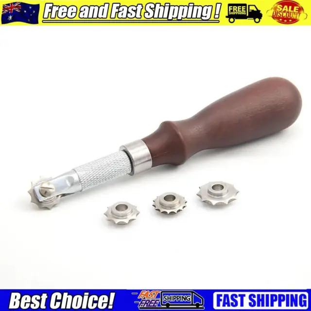 DIY Leathercraft Spacer Set with Wooden Handle Spacing Roulette for Leather Work