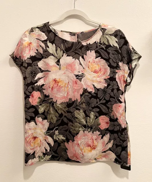 DOLCE & GABBANA Floral Silk Shirt w/Silver Threading Size 40 NWT $1080