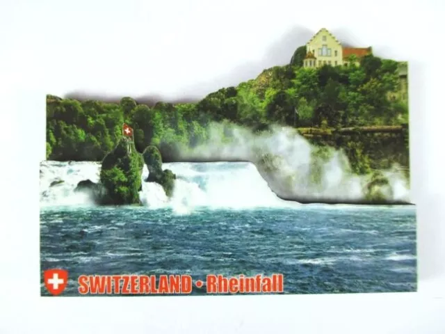 Schaffhausen Rhine Falls 3 D Wood Souvenir Deluxe Magnet Switzerland New