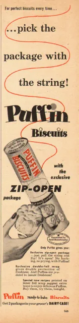 1954 vintage AD, PUFFIN BISCUITS, for Breakfast, zip open! Free Bonus!  061914